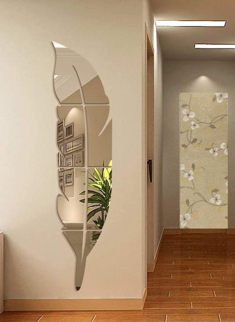 Mirror Wall Decor Wall Stickers 3D Leaf Mirror Decal Mirror Wall Art Accents Acrylic Mural Peel & Stick Removable DiY