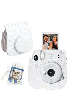 Y&D for Fujifilm Instax Mini 11 Instant Film Camera Case Protective Bag with Adjustable Shoulder Strap and Daisy Mini/Square Photo Pouch (White Lace)  - Image 1