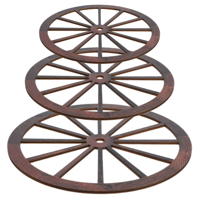 3pcs Wheel Decor Wagon Wheel Wall Decor Vintage Wagon Wheel Wood Decor for Garage - Image 5