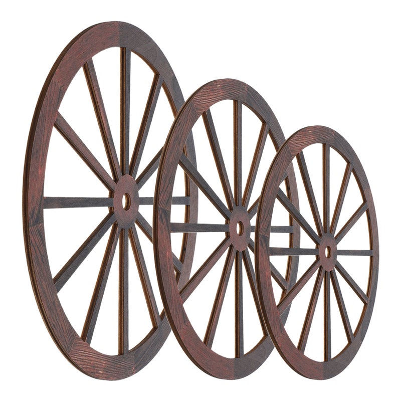 3pcs Wheel Decor Wagon Wheel Wall Decor Vintage Wagon Wheel Wood Decor for Garage - Image 3