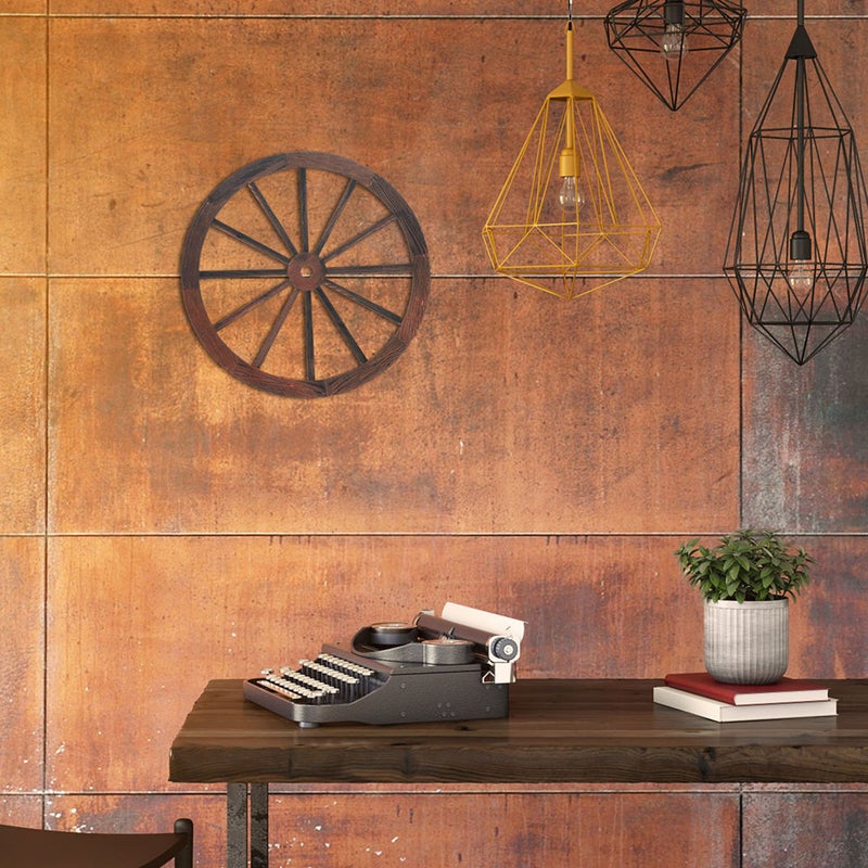 3pcs Wheel Decor Wagon Wheel Wall Decor Vintage Wagon Wheel Wood Decor for Garage - Image 4