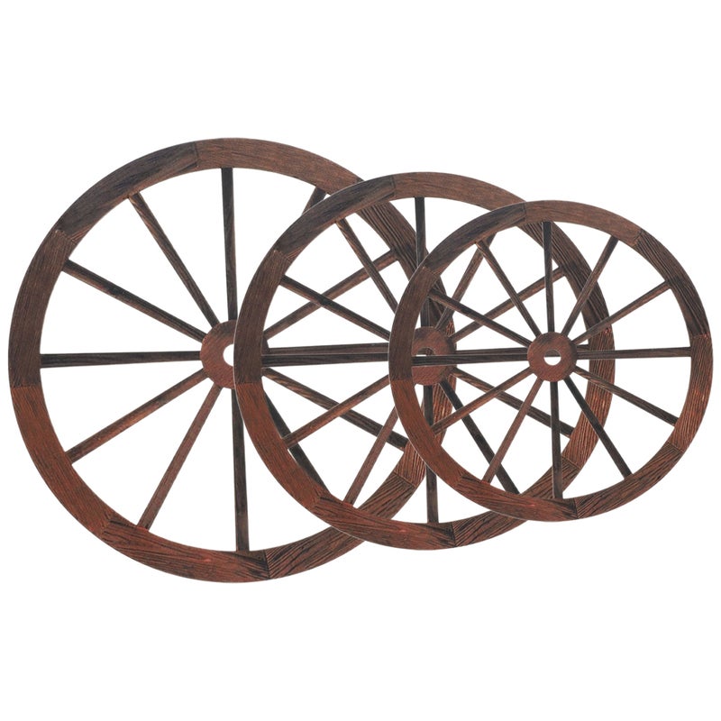 3pcs Wheel Decor Wagon Wheel Wall Decor Vintage Wagon Wheel Wood Decor for Garage - Image 1
