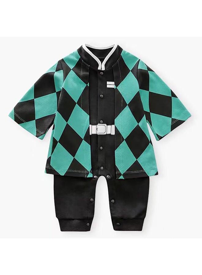 Zusnxaxe Anime Costume Baby Romper Newborn Thanksgiving Onesie Infant Christmas Jumpsuit Toddler Cosplay Outfit(Green,Long,0-3 Months) - Image 3