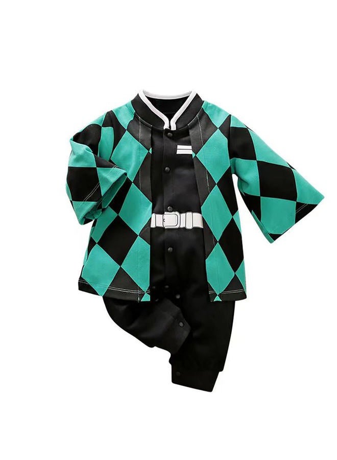 Zusnxaxe Anime Costume Baby Romper Newborn Thanksgiving Onesie Infant Christmas Jumpsuit Toddler Cosplay Outfit(Green,Long,0-3 Months) - Image 1