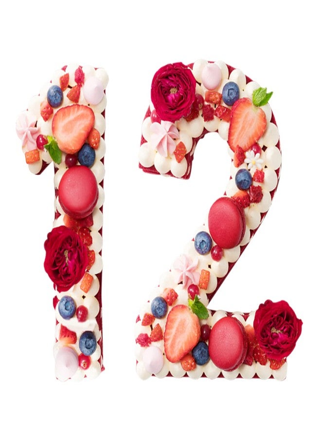 EORTA 0-8 Numeral Cake Stencils Molds 12 Inch Arabic Number Dessert Maker Decorative Fillings Layered Kitchen Baking Tools for DIY Wedding Birthday Anniversary, White - Image 1