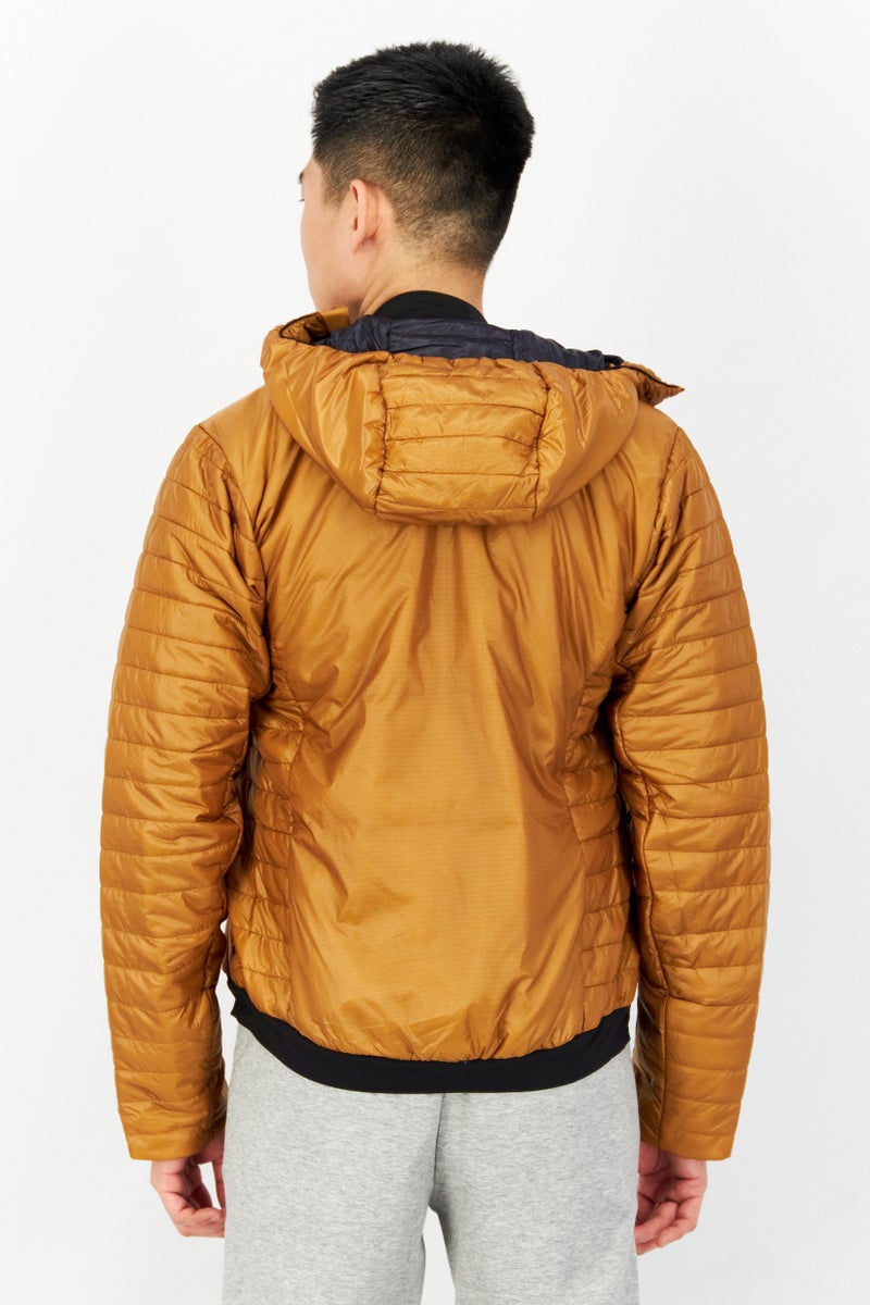 Adidas Men Sportswear Fit Brand Logo Quilted Jacket, Brown  - Image 3