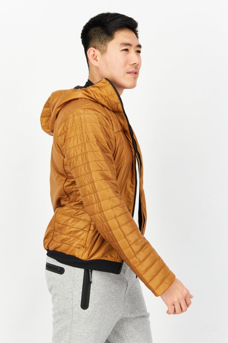 Adidas Men Sportswear Fit Brand Logo Quilted Jacket, Brown  - Image 4
