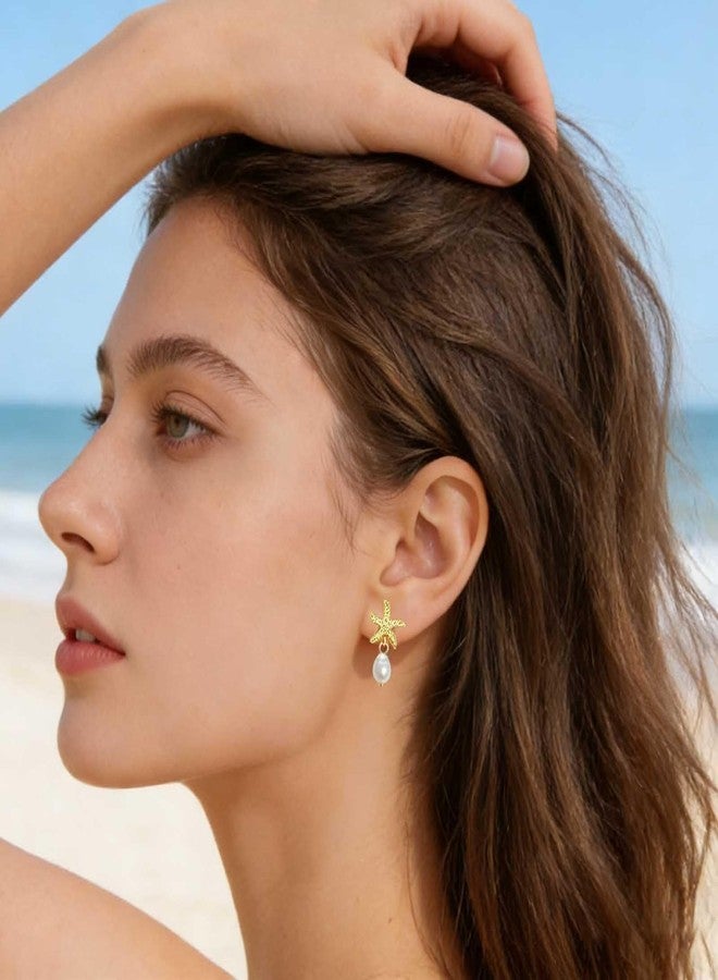 Mintolex Starfish Earrings with Dangling Pearl Elegant Beach Jewelry for Women Perfect Summer Gift for Tropical Vacation Coastal Outfits as Seashell Earrings and Beachy Accessories - Image 2