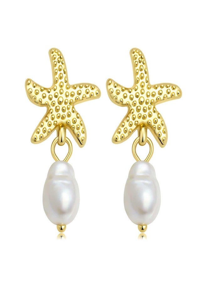 Mintolex Starfish Earrings with Dangling Pearl Elegant Beach Jewelry for Women Perfect Summer Gift for Tropical Vacation Coastal Outfits as Seashell Earrings and Beachy Accessories - Image 1