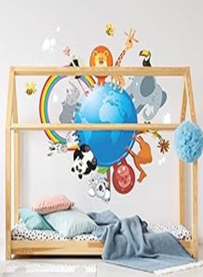 Decorative kids room sticker - animals around the world (60x90cm)