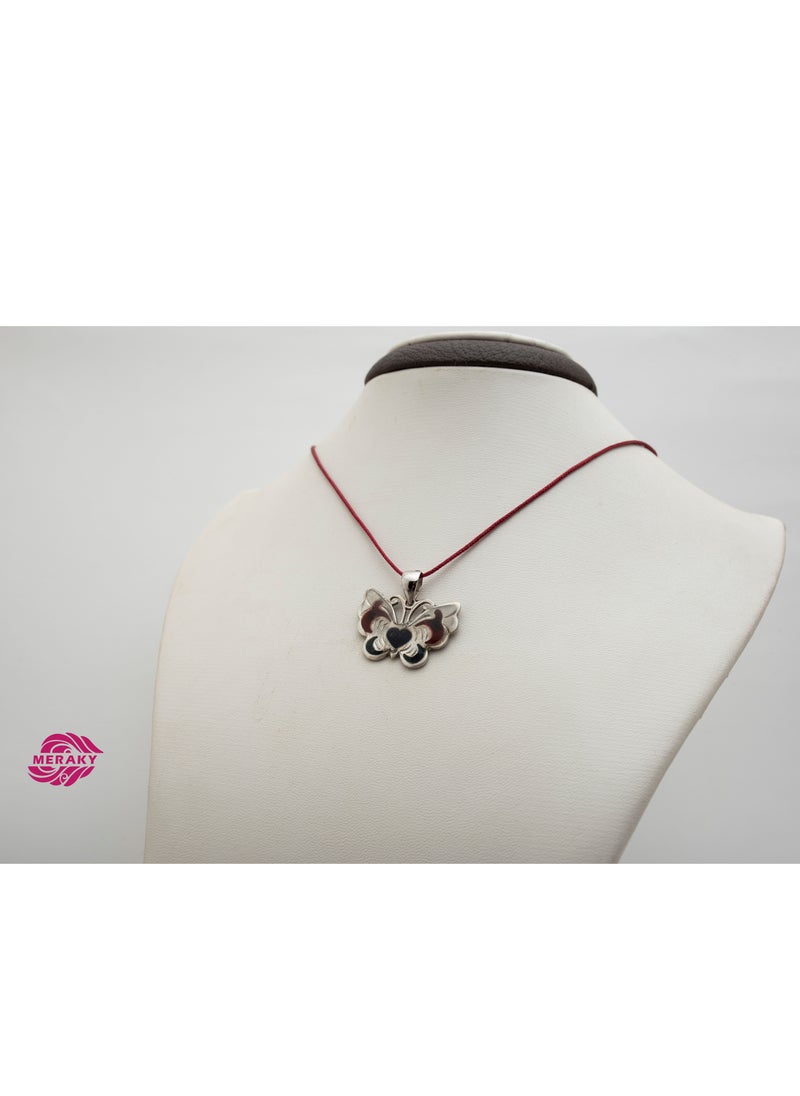 MERAKY Red thread chain with 950 . silver pendant  - Image 1