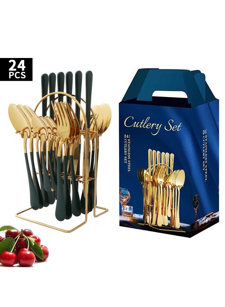 Y&D 24-Piece Steak Knife Fork Spoon Cutlery Gift Set 