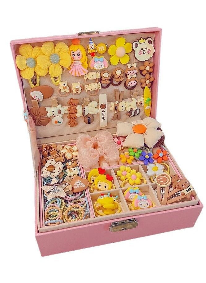 Generic 159 pcs Little Girls Hair Accessories Set with gift box - Hair Bands, Hair Ties, Hair Clips, Hair Elastic Bands, colourful flower and fruit hairpin set, girl cartoon animal cute hairpin, bundle includ  - Image 1