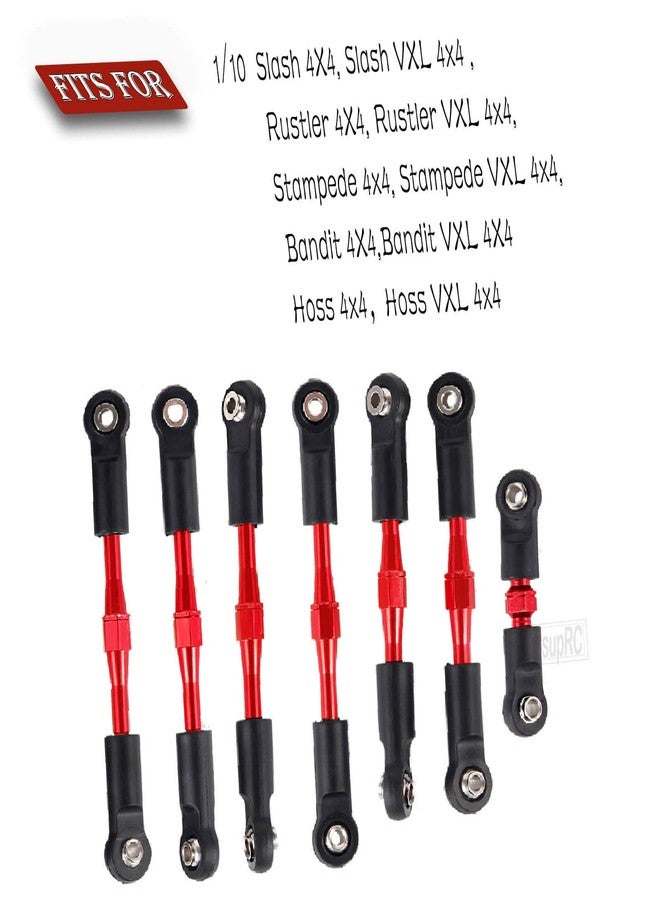 HopsupRC Adjustable Turnbuckles Upgrades Part for 1/10 Slash/Rustler/Stampede/Bandit VXL 4WD, Adjustable Turnbuckles Camber Links Toe Link,7PCS Red - Image 2