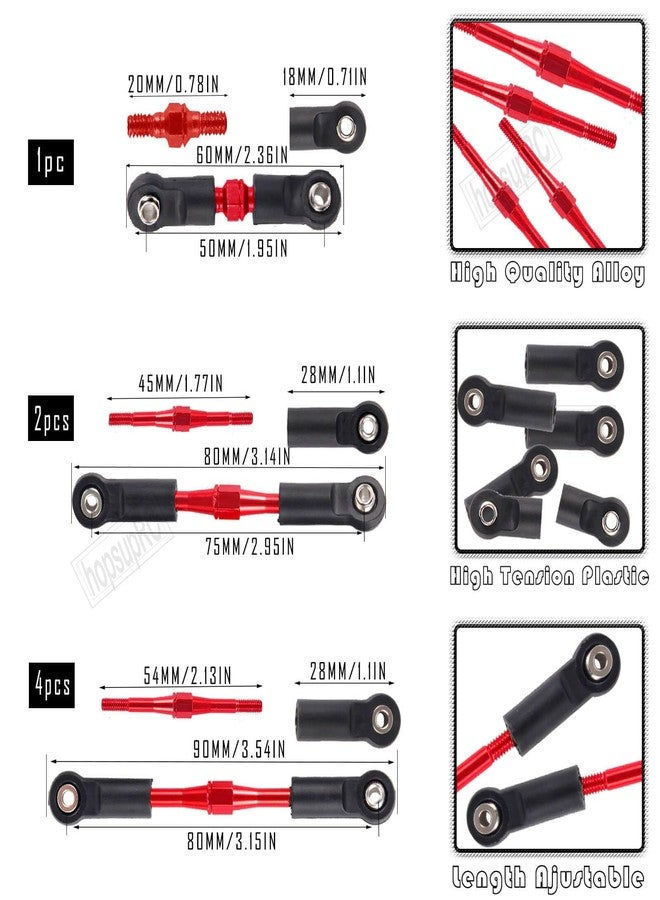 HopsupRC Adjustable Turnbuckles Upgrades Part for 1/10 Slash/Rustler/Stampede/Bandit VXL 4WD, Adjustable Turnbuckles Camber Links Toe Link,7PCS Red - Image 5