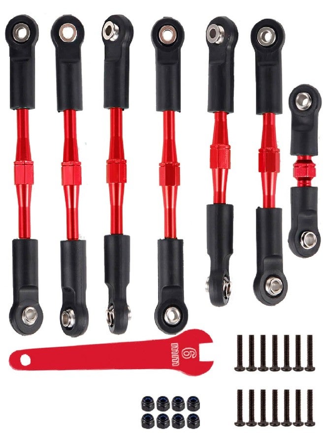 HopsupRC Adjustable Turnbuckles Upgrades Part for 1/10 Slash/Rustler/Stampede/Bandit VXL 4WD, Adjustable Turnbuckles Camber Links Toe Link,7PCS Red - Image 1