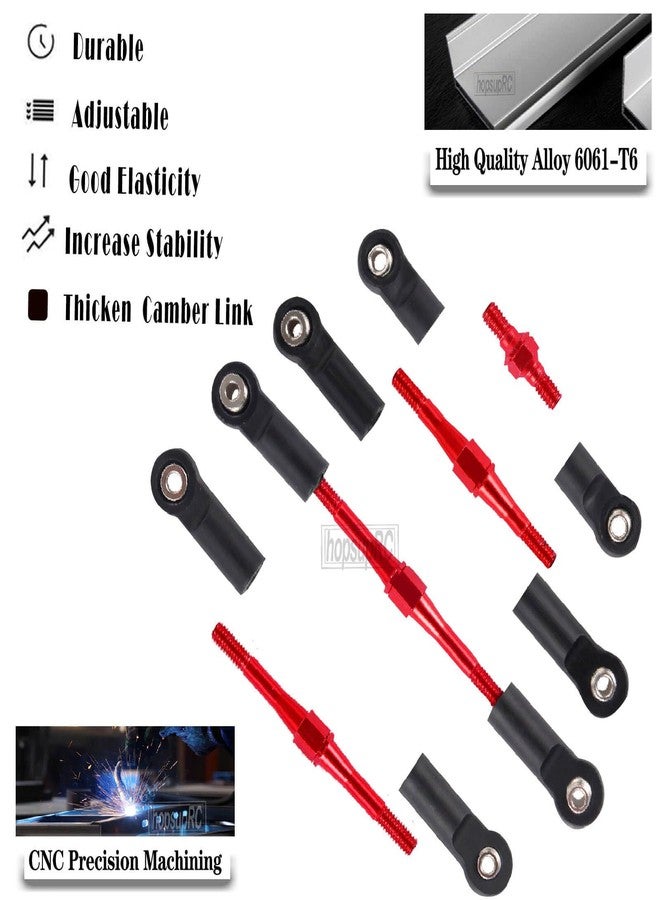 HopsupRC Adjustable Turnbuckles Upgrades Part for 1/10 Slash/Rustler/Stampede/Bandit VXL 4WD, Adjustable Turnbuckles Camber Links Toe Link,7PCS Red - Image 4