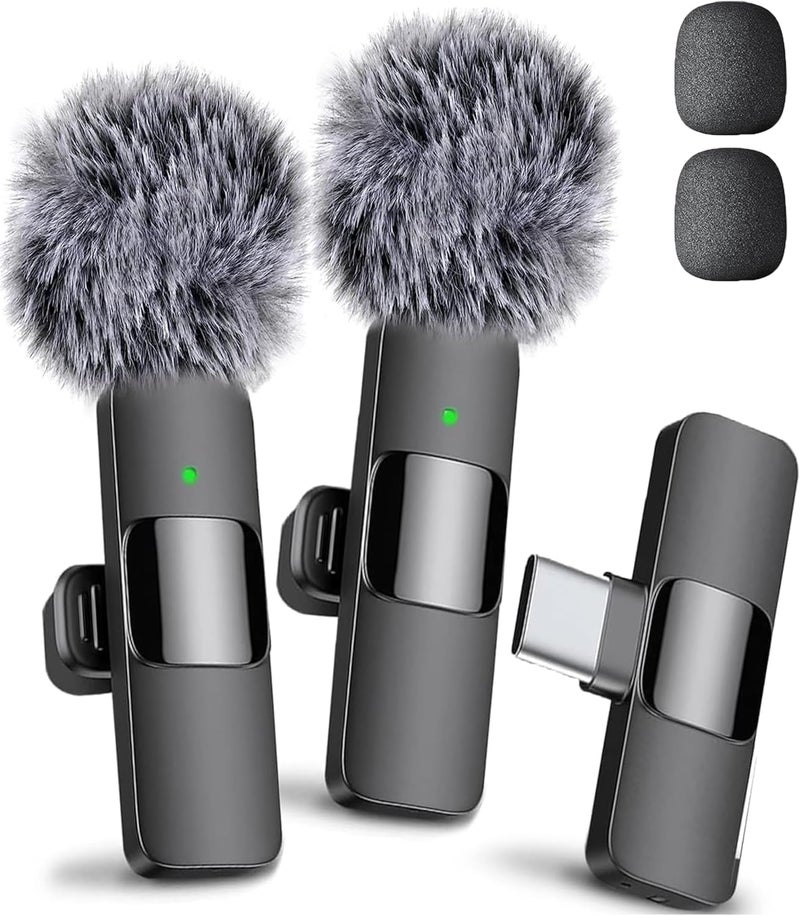 Mini Mic Pro Wireless Microphone for iPhone, iPad, Android, Lavalier Microphone for Video Recording - 2 Pack iPhone Mic Crystal Clear Recording with USB-C for Podcast, ASMR (iPhone 15+ / Android) - Image 1