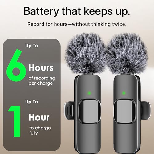 Mini Mic Pro Wireless Microphone for iPhone, iPad, Android, Lavalier Microphone for Video Recording - 2 Pack iPhone Mic Crystal Clear Recording with USB-C for Podcast, ASMR (iPhone 15+ / Android) - Image 5