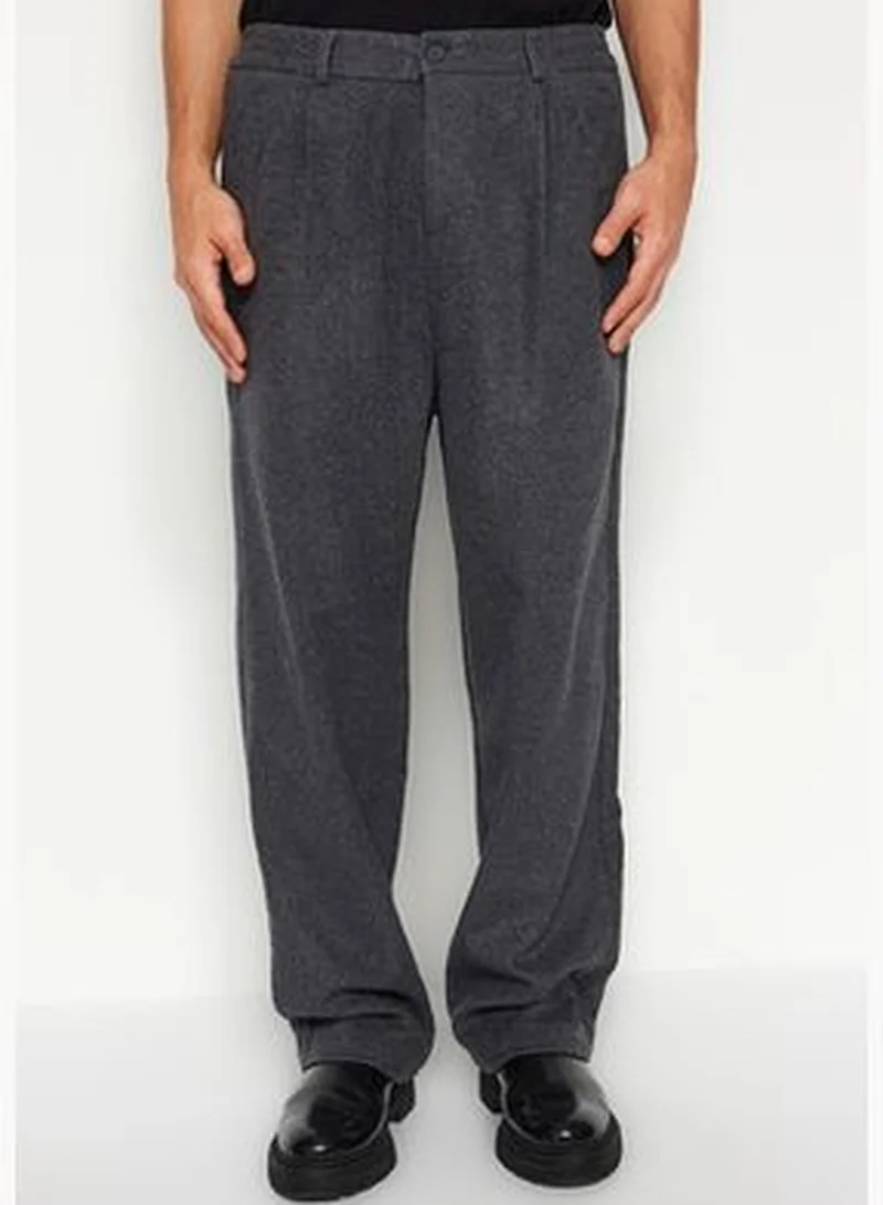 trendyol Men's Gray Wide Leg Wide Fit Baggy Cachet Thick Winter Trousers TMNAW24PL00011