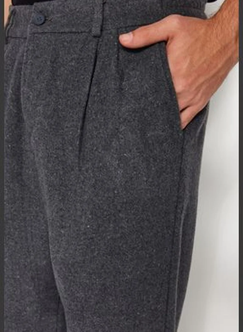 trendyol Men's Gray Wide Leg Wide Fit Baggy Cachet Thick Winter Trousers TMNAW24PL00011