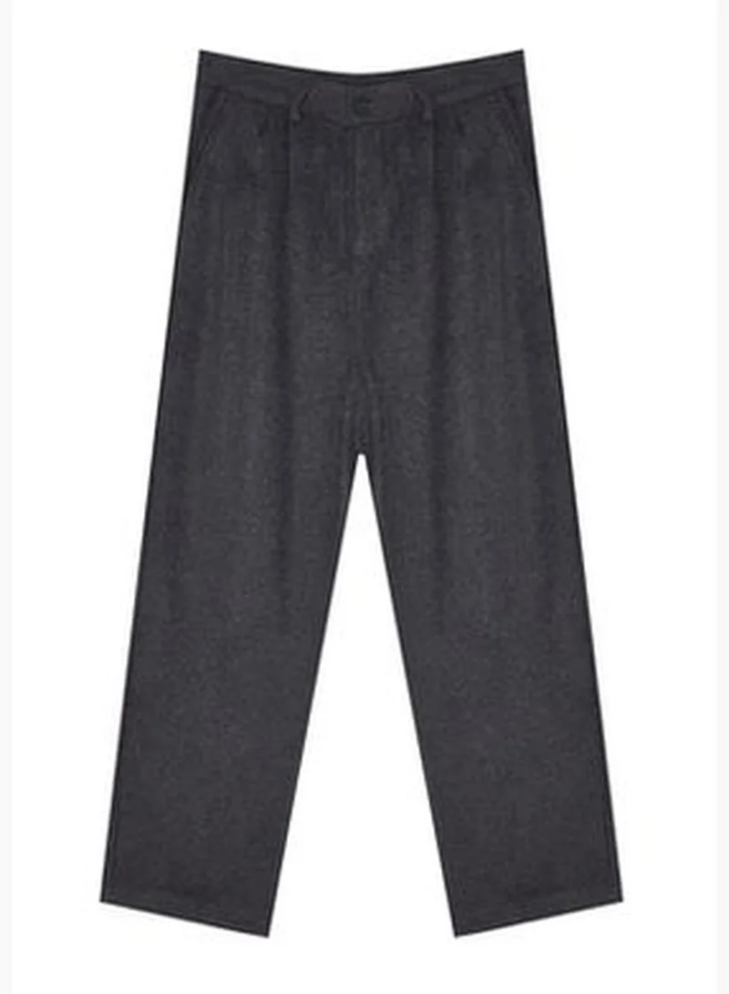 trendyol Men's Gray Wide Leg Wide Fit Baggy Cachet Thick Winter Trousers TMNAW24PL00011