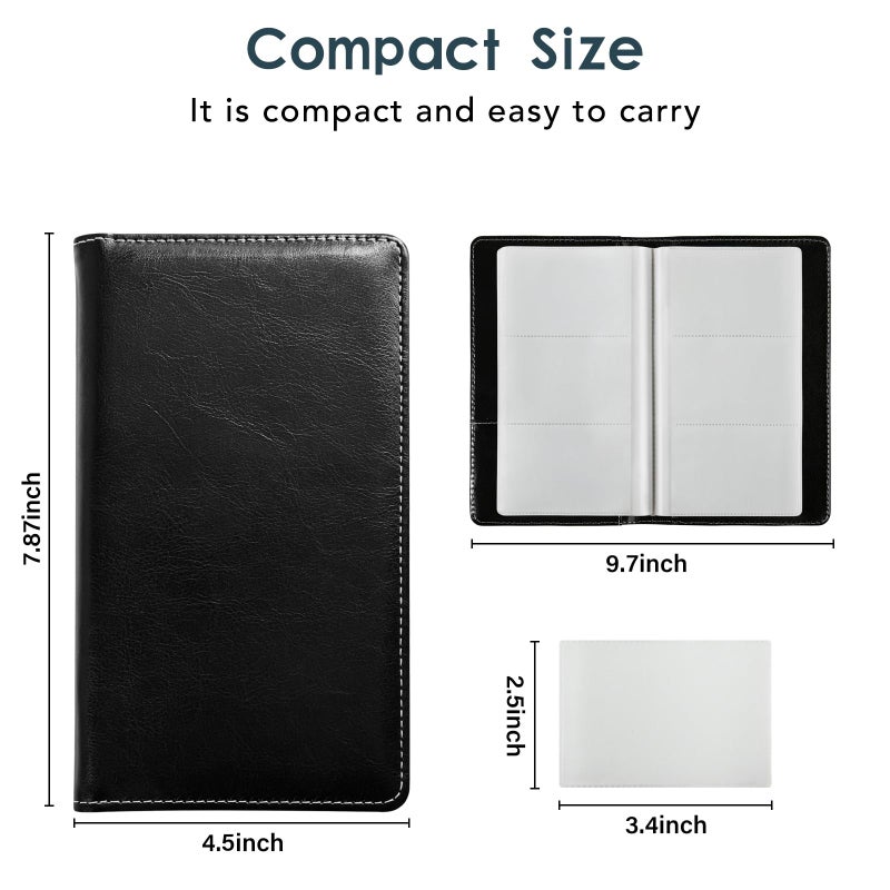 DMFLY Leather Professional Business Card Holder Organizer Book - 300 Card Capacity Premium PU Folder with Soft Cover, Name Card Credit Cards Binder for Men/Women, Elegant Black - Image 5
