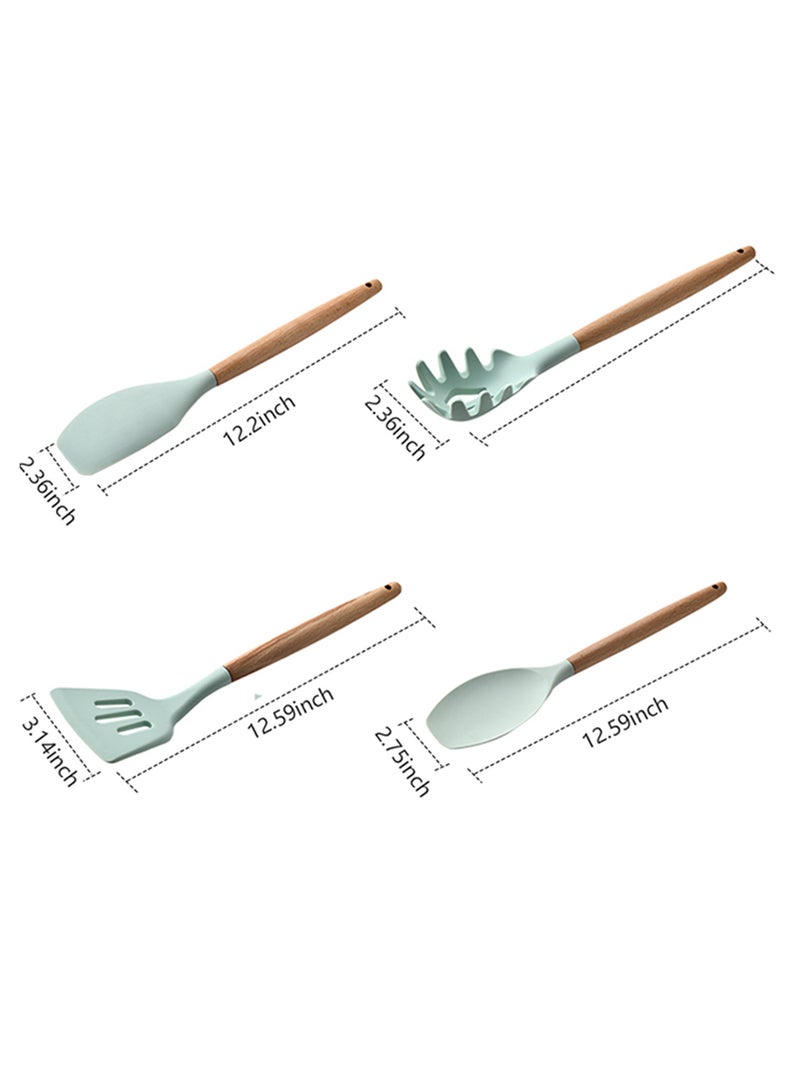 إسكدنيا طقم أدوات طهي للمطبخ مكون من 11 قطعة أخضر / بني - Image 2