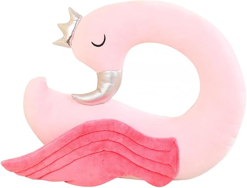U Shaped Memory Foam Cervical Pillow for Neck Pain Relief Travel Support Flamingo Design - Image 1