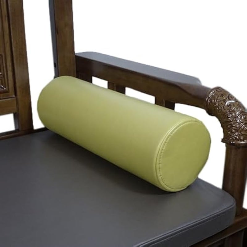 Smooth Cloth Round Roll Pillow Sponge Lumbar Cushion Sleeping Cylinder Long Bolster Pillow Cervical Neck Roll Pillow (Yellow Green, 13×48cm/5.12×18.9Inch)