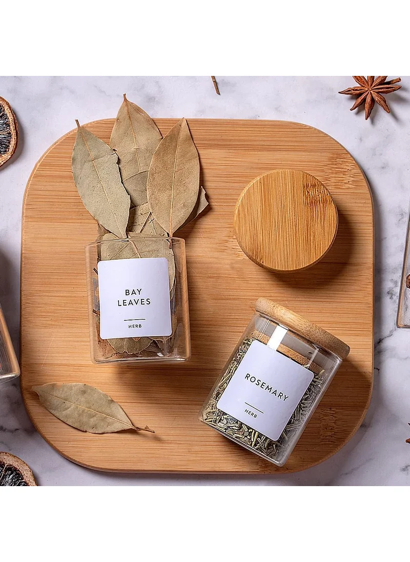 كويزيرا 90 ML ,  20Packs Glass Jars Set, Cylinder Spice Jars with Bamboo Lids and Customized Labels, Spice, Herbs, Seasoning, Seed, Tea, Sugar, Salt