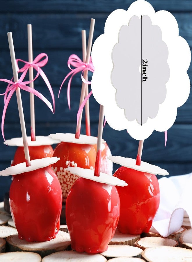 Tiangrid 100 Pcs Scalloped Cake Pop Boards with Hole 2 Inch Mini Round Candy Cake Base Cardboards for Baby Shower Dessert Table Cupcakes Pastries Birthday Party Wedding Supplies(White) - Image 4