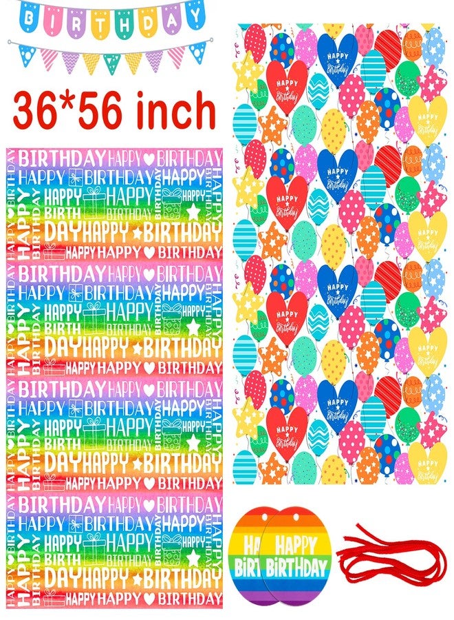 Sofier 2pcs Large Birthday Gift Bags 36''x56'' Jumbo Happy Birthday Gift Wrap Extra Large Plastic Gift Bags for Big Giant Presents Kids Party - Image 3