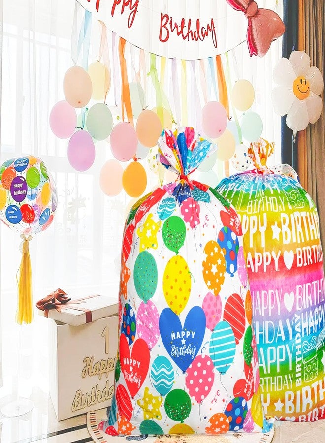 Sofier 2pcs Large Birthday Gift Bags 36''x56'' Jumbo Happy Birthday Gift Wrap Extra Large Plastic Gift Bags for Big Giant Presents Kids Party - Image 2