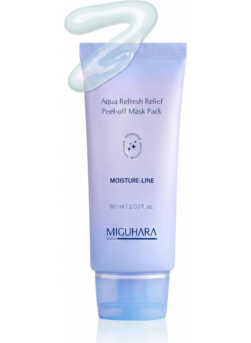 MIGUHARA Aqua Refresh Peel-Off Mask Pack, Face Mask with Lacto-PDRN, Botanical & Flower Extracts for a Fresh, Clean Feel and Smooth-Looking Skin Appearance – Korean Skincare (60ml/2.02 fl.oz.)