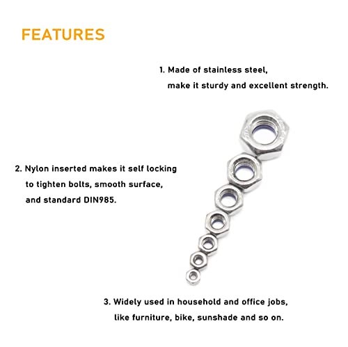 BinifiMux 35Pcs M5 x 0.8mm Stainless Steel Self-Lock Nylon Inserted 5mm Locking Nuts for Wheels, 3D Printer, Bike - Image 4