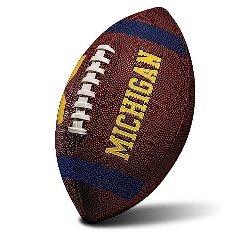 Franklin Sports Michigan Wolverines Kids NCAA Youth Football - Official College Team Junior Footballs with Team Logos for Kids - Junior Size PVC Ball - Backyard + Tailgate Ball - 8.5" - Image 1