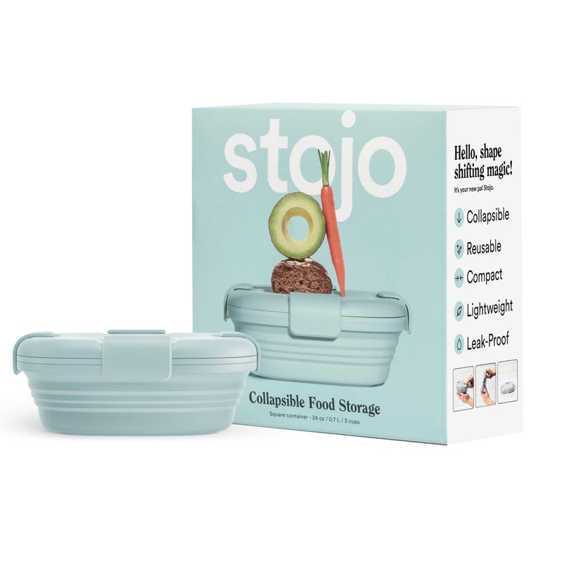 Stojo STOJO Collapsible Sandwich Box  24oz Reusable Food Storage Container Silicone Bowl for HotCold Food  Meal Prep Lunch Camping Hiking  Dishwasher Safe Set of 1 Aquamarine 