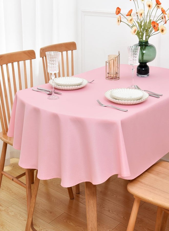 NEWISHER Pink Oval Tablecloth 60x84 inch, Heavy Duty Polyester Fabric Table Cloth, Reusable Washable Solid Table Cover for Dining, Kitchen, Party, Wedding, Indoor Outdoor Tabletop Decoration - Image 1