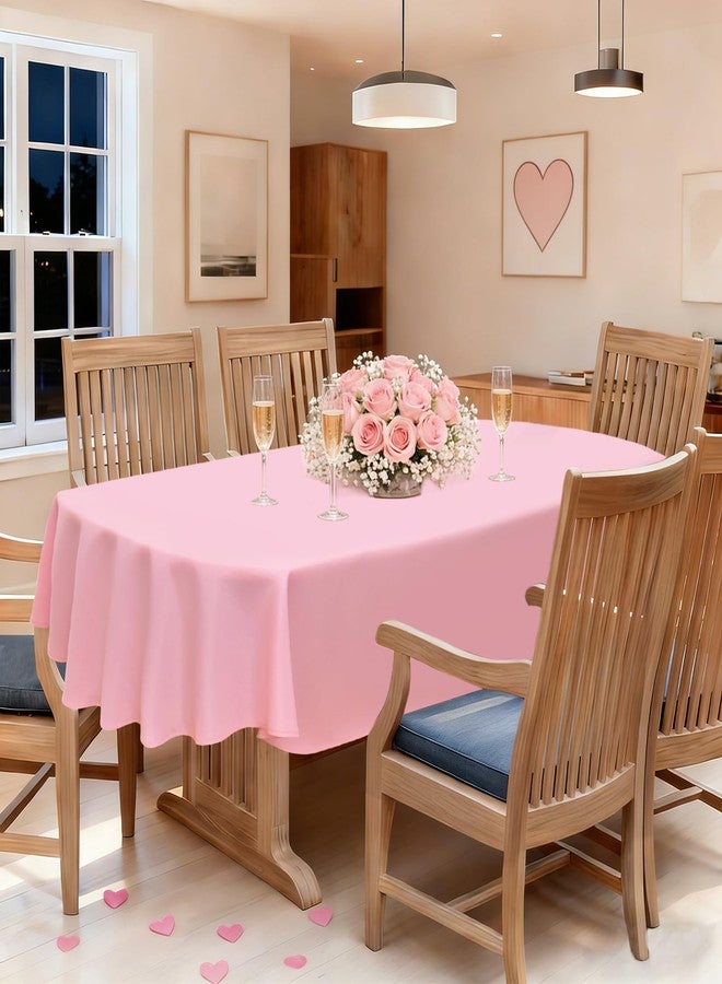 NEWISHER Pink Oval Tablecloth 60x84 inch, Heavy Duty Polyester Fabric Table Cloth, Reusable Washable Solid Table Cover for Dining, Kitchen, Party, Wedding, Indoor Outdoor Tabletop Decoration - Image 3