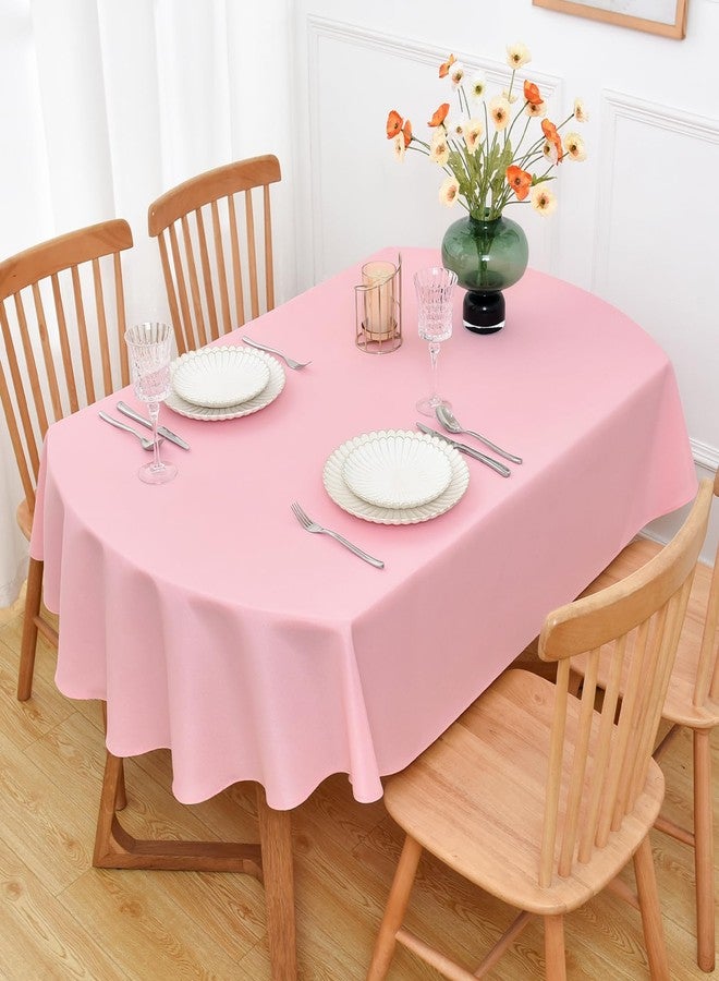 NEWISHER Pink Oval Tablecloth 60x84 inch, Heavy Duty Polyester Fabric Table Cloth, Reusable Washable Solid Table Cover for Dining, Kitchen, Party, Wedding, Indoor Outdoor Tabletop Decoration - Image 2