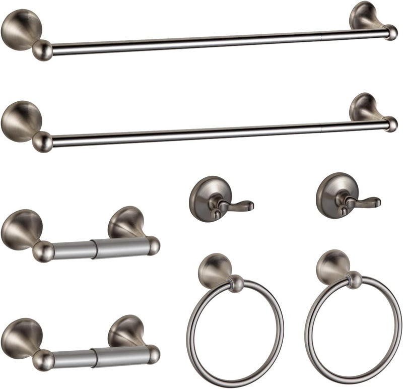 BGL Bathroom Hardware Set Brushed Nickel Adjustable Expandable Bath Towel Bars Bathroom Accessory Set Towel Racks 8-Pieces Wall Mount - Image 1