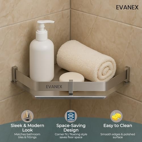 EVANEX 304 Stainless Steel 12 x 12 inch Corner Shelf for Bathroom Wall/Bathroom Shelf Rack/Side Corner Shelf/Kitchen Organizer/Bathroom Corner Rack/Bathrrom Accessories Set - Image 2
