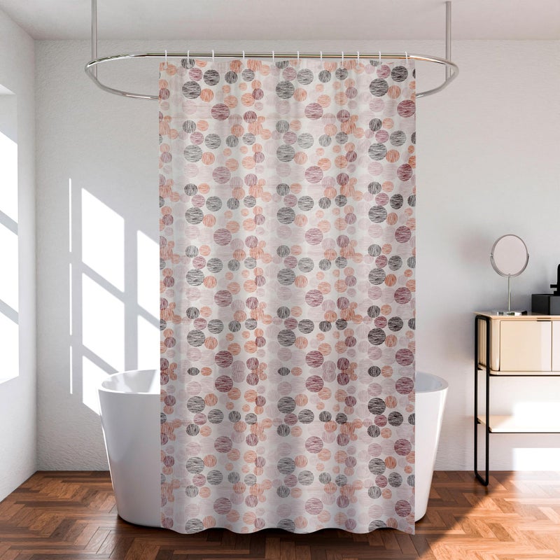 Kuber Industries (Pack of 2) Shower Curtain | 7 Feet | PVC Waterproof Window Curtain | Bathroom Shower Curtain | AC Curtains | Bathtub Curtains | 8 Rings Curtain | Multi Dot | Orange - Image 1