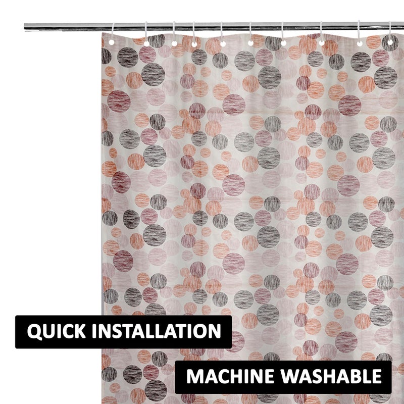 Kuber Industries (Pack of 2) Shower Curtain | 7 Feet | PVC Waterproof Window Curtain | Bathroom Shower Curtain | AC Curtains | Bathtub Curtains | 8 Rings Curtain | Multi Dot | Orange - Image 5
