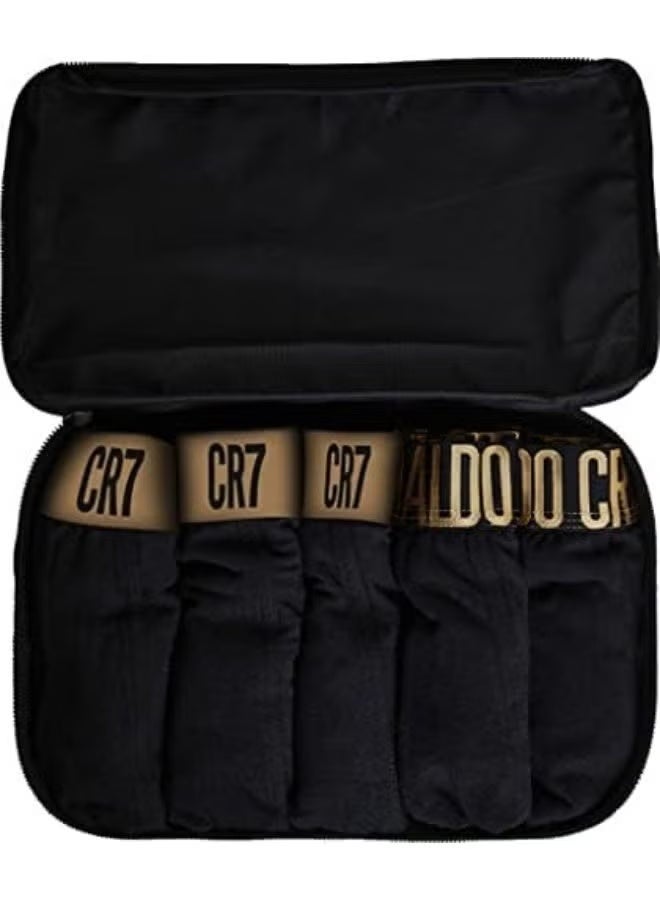 CR7 Men’s Premium Trunk Underwear 5-Pack with Travel Zip Bag – Black & Gold - Image 3