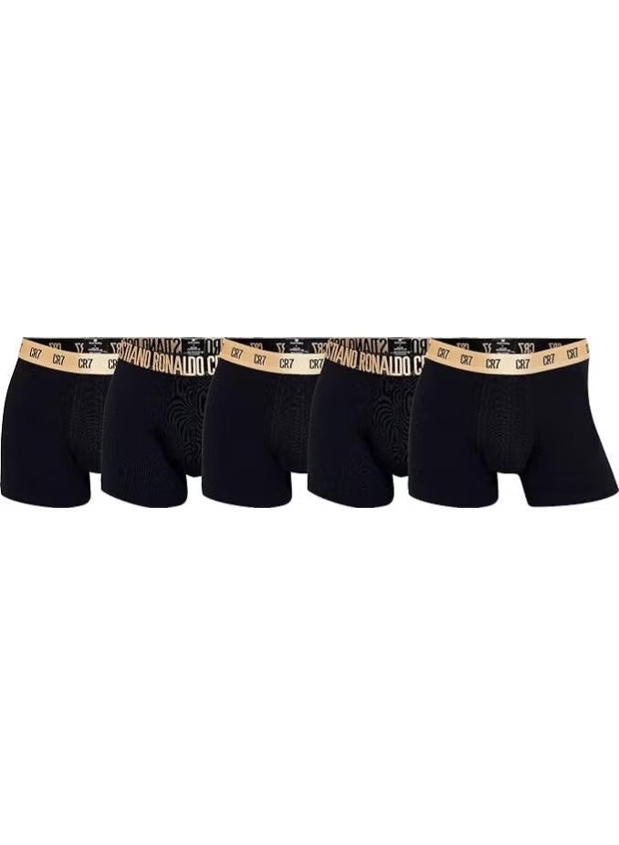 CR7 Men’s Premium Trunk Underwear 5-Pack with Travel Zip Bag – Black & Gold - Image 1