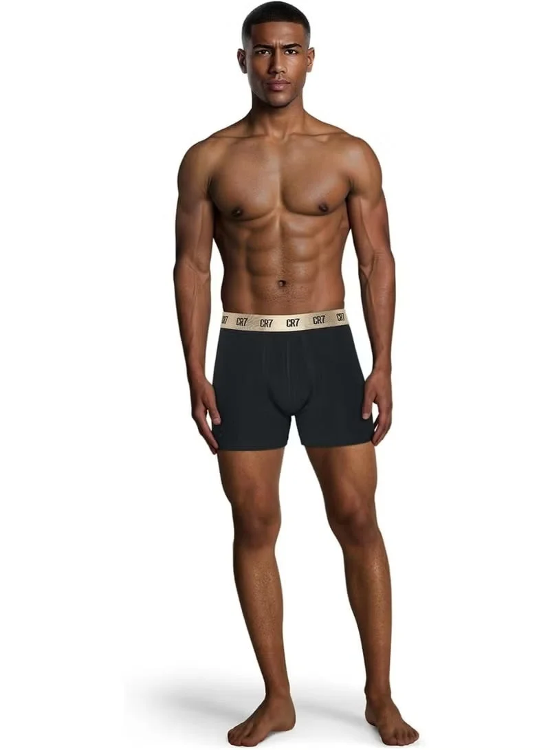 سي ار7 CR7 Men’s Premium Trunk Underwear 5-Pack with Travel Zip Bag – Black & Gold