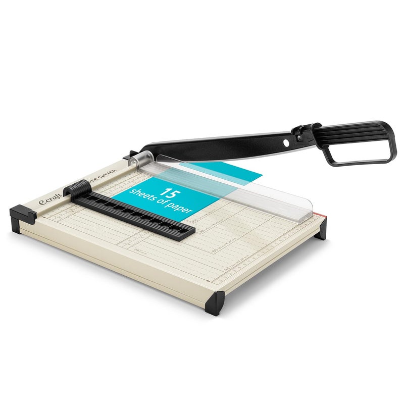Ecraft 12" Guillotine Paper Cutterï¼šPaper Trimmer Accurate Cutting with Safety Guard,15 Sheets Capacity,Magnetic Guide,Heavy Duty Metal Base, Perfect for Cardstock,Cardboard,Vinyl,Crafts & Photos - Image 1