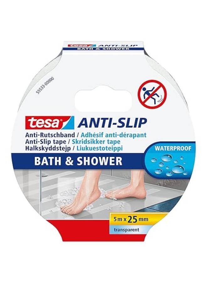 Tesa شريط مضاد للانزلاق للحمامات - مقاوم للماء، شفاف، سهل التطبيق